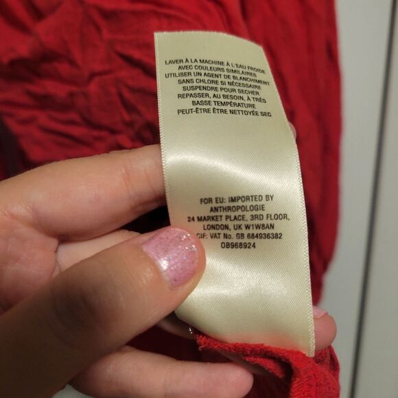 Anthropologie Maeve Red Boswell Peasant Top Blouse Size 10 - Picture 7 of 7